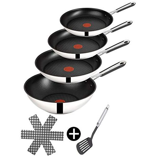 Tefal E30 Jamie Oliver Pannenset, 7-delige set met wok met deksel 28 cm hoog, pannen 20 cm + 24 cm + 28 cm, pannen met antiaanbaklaag, vaatwasmachinebestendig, geschikt voor inductie, SET14