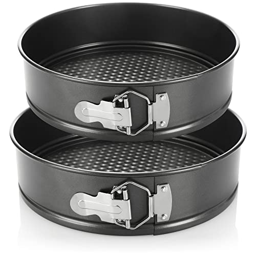 com-four ® 2-delige springvormset springvorm voor bakken met platte bodem voor ovens tot 220 °C bakvorm met antiaanbaklaag diameter 24 cm en 25 cm (02-delig springvorm set)