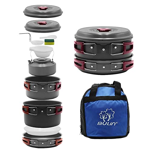 Bulin 13 STKS Camp Kookgerei Set Camping Kookgerei Lichtgewicht Aluminium Kookgerei Set Backpacken Koken Set Mess Kit voor Camping Familie Wandelen Camping Potten en Pannen Set