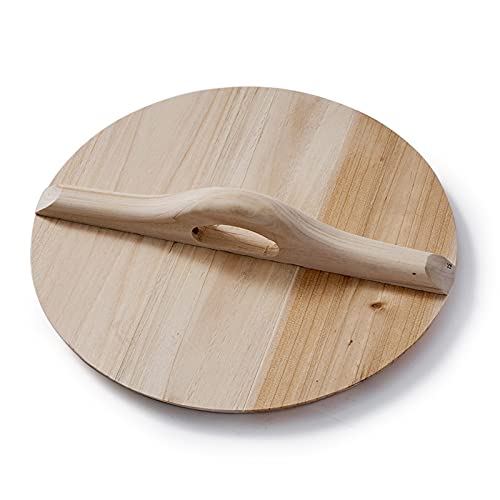 DQERHSHOZ Universele deksels Retro houten wok deksel verdikte handgemaakte potdeksel niversal potten deksel deksel for potten, pannen en koekenkers met eenvoudige grip Past Potdeksel (Color : A, Size : 30cm)