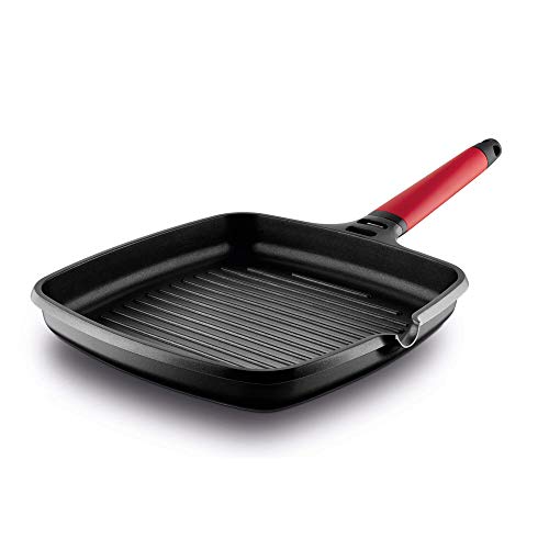 Castey Grillpan, 27 cm, gegoten aluminium, geschikt voor ovens en alle kookplaten: gas, keramiek, elektrisch en inductie