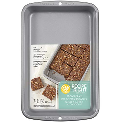 Wilton 03-3135 Koekje/Brownie Tin, Recept Rechts, Niet Stick, 27,9 cm x 17,7 cm x 3,81 cm (11 inch x 7 inch x 1,5 in), Staal