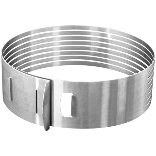 Zenker 7701 Patisserie Taartbodem-snijhulp voor Ø 26 en Ø 28 cm, taartsnijhulp voor gelijkmatige taartbodems, stabiele roestvrijstalen ring (kleur: zilver) vaatwasmachinebestendig, hoeveelheid: 1