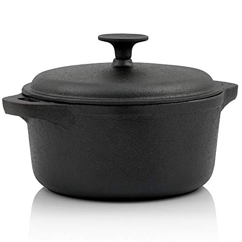 BBQ-Toro Gietijzeren pan   zwart   gietijzeren pan braadpan met deksel (4,0 liter)