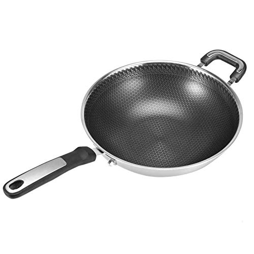 MaGiLL Koekenpan Koekenpan Roestvrijstalen steelpan Koekenpan Wok Koekenpan Binnenpan met antiaanbaklaag Pannen Wok Ongecoate pot Koekenpan (geen deksel 32 cm)