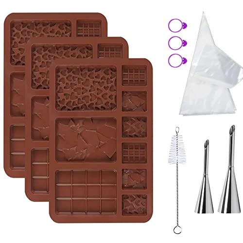 qufzdopv Set van siliconen chocoladevorm, snoepvormen, siliconen vormen, chocoladevorm, siliconen bakvorm, non-stick mini chocolade, bar mal voor doe-het-zelf chocolade, bonbons, snoep