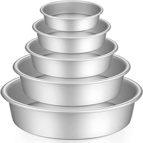 Forcety Sanwish Cakevorm, ronde cakevorm, geanodiseerd aluminium bakvormen met afneembare basis voor taartbakken, feest, verjaardag, Kerstmis (5 + 6 + 7 + 8 + 9 inch)