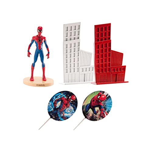 dekora Spiderman taartdecoratieset van pvc, 6 stuks