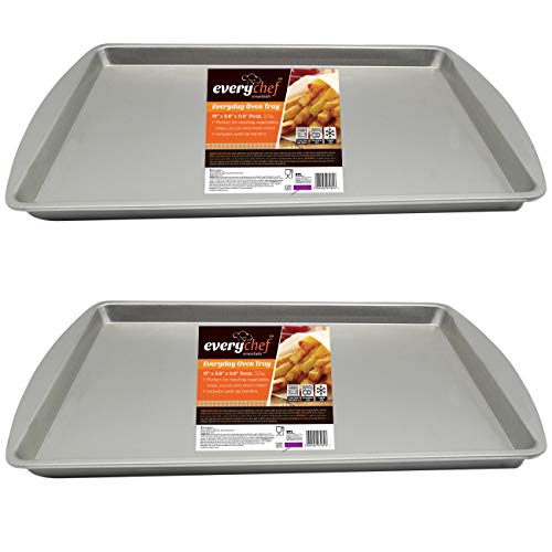 EveryChef Essentials 2 stuks dagelijkse ovenlade set   38 x 25 x 1,5 centimeter rechthoekige bakplaten   duurzame en niet-giftige bakplaten door elke chef-kok