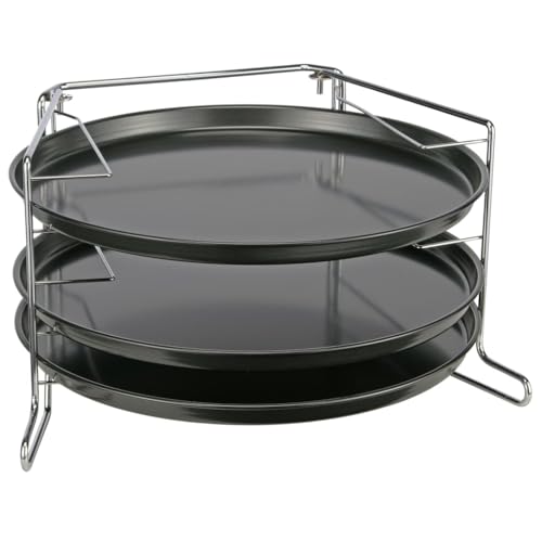 HI Pizza Bakken Set met Houder Set van 4 Pizza Tray Non-stick 3 bakblikken met Pizza Houder