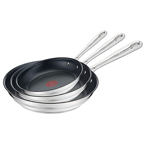 Tefal E011S3, Jamie Oliver Brushed E011S3, Pannenset, 3-Delig, Bestaande Uit Pan 20 cm (E85602), Pan 24 cm (E85604) En Pan 28 cm (E85606), Roestvrij Staal