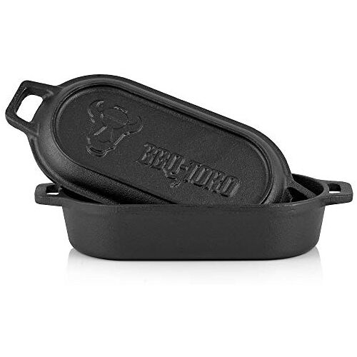 BBQ-Toro Braadpan, van gietijzer, 1 liter, 29 x 12,5 x 5,5 cm, reeds ingebrand/ preseasoned, ideaal voor bakwaren of stoofschotels