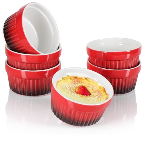 com-four ® 6x ragout-vinkom ovenvaste vormen in rood creme brulee-kom dessertkom met elk 185 ml