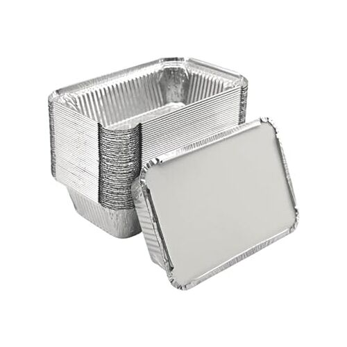 KURTT Aluminium Bak 845 met deksels Aluminium bakjes wegwerp Prep meal Aluminium Schaal Horeca Alubak Barbecue Kapsalon Aluminium wegwerp bakjes Aluminium bakjes 100 stuks