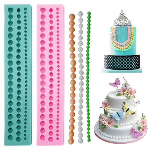 ZMNVHJ Silicone Pearl Fondant Mold DIY Chocolade Vorm Siliconen Mal Chocoladevorm Cake Mat Fondant Mold Siliconen Parel Fondant Mould, voor Cake Chocolade Snoepjes Fondant Decoratie en DIY 2 Stuks