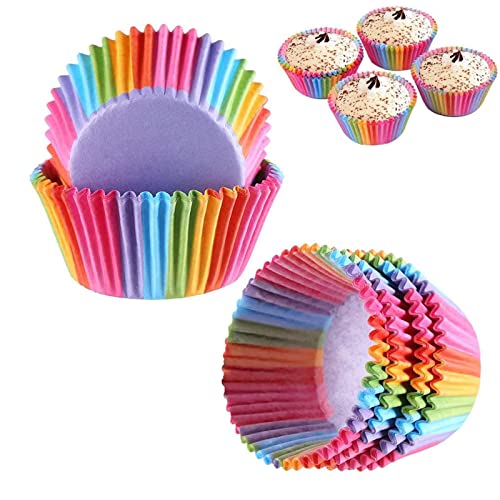 DAIRF 200 stuks muffinvormpjes papier cupcake vormen regenboog papier muffinvorm voor dessert bruiloft verjaardag party