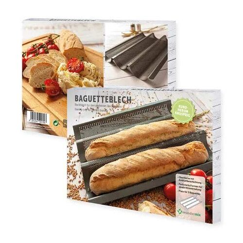 Wundermix Baguette plaat met antiaanbaklaag • Baguette bakvorm voor 3 baguettes • Baguette bakplaat voor stokbrood