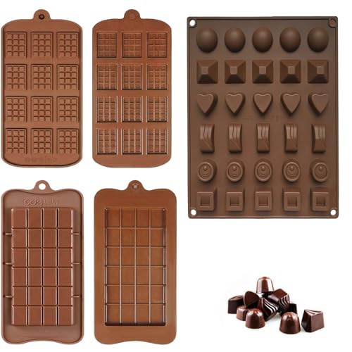 Etern 5 Stuks Siliconen Chocoladevormen, Chocoladepralinevorm, Chocoladevorm Siliconen Bakvorm, voor Het Maken van Chocolaatjes, Gebak, Snoep (3 Soorten Stijl)