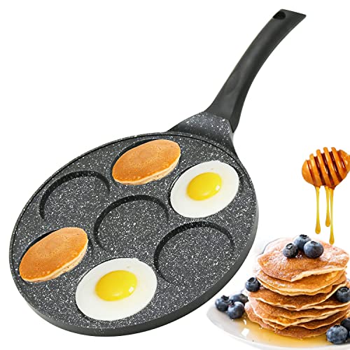 Amalindo Pannenkoekenpan Ø 26 cm spiegeleipan voor 7 eieren   pannenkoekenpan met anti-aanbaklaag   pannenkoekenpan inductie   eierpan, oogpan voor pannenkoeken, spiegelei, pannenkoeken