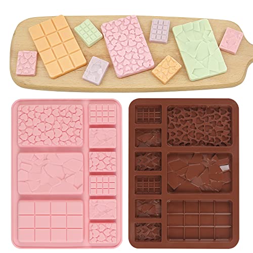 N\A 2 stuks chocoladevormen snoepvormen siliconen chocoladevorm siliconen bakvorm non-stick mini chocolade bar mal voor DIY chocolade snoep (9 gaten)