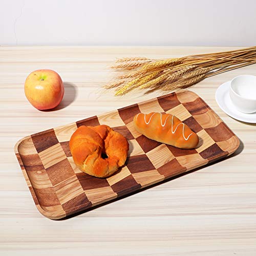 Aoutecen Multifunctionele houten plaat Houten dienblad voor ontbijt voor café(40 * 20cm, blue)