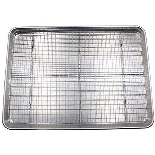 Checkered Chef Bakplaat Set 1 pack, 13 x 18 inch aluminium bakplaten voor oven roosteren w/draad koelrek Heavy Duty, Oven lade vellen voor koken