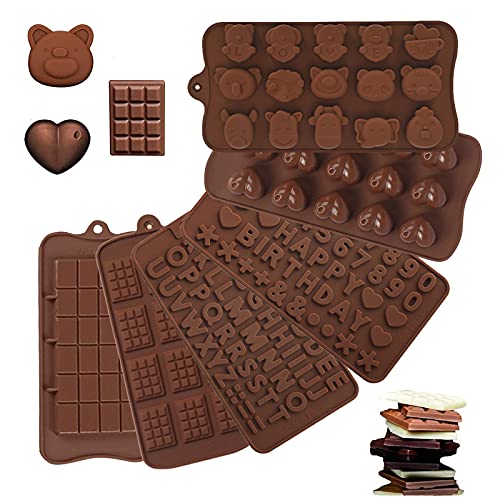 mellystore 6 stks Chocolade Tablet Mallen Siliconen Chocolade Mold Siliconen Chocolade Mold Anti-aanbaklaag Voor Het Maken Van Chocolade En Snoep Muffins 6 Vormen