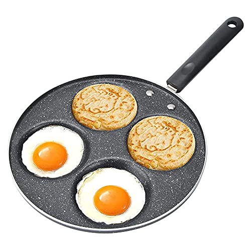 HERCHR Non Stick 4 Cup Ei Koekenpan, Pan Taart Pannen Anti-aanbak Ronde Eierkoker Pan Pannenkoek Koekenpan Mini Crêpe Maker voor Omelet Pannenkoek