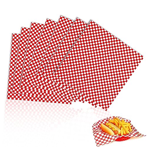 ZOLISCHE 100Pcs Vetvrij Papier Vellen 11x11 inch Burger Papier Vellen Wax Papier Voor Voedsel Geruit Verpakkingpapier Voor Cake Sandwich Bakken Brood Fries Gift Basket Liners Tissue