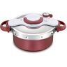 Tefal Clipso Minut Duo snelkookpan, 5 liter, aluminium, met 5 veiligheidssystemen en eenvoudige eenhandssluiting, grijs/rood P47051