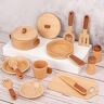 Lxwyq Houten Keuken Koken Sets Voor Kinderen Kookgerei Platen Gerechten Spelen Keuken Speelgoed Potten Pannen Koken Sets 15 Stuks Pretend Play Koken Keuken Set Speelgoed