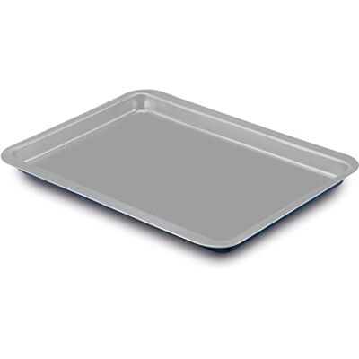 Guardini , Line Xbake, rechthoekig, 26 x 37 cm, staal met anti-aanbaklaag, lage milieubelasting, grijs/blauw Guardini , Line Xbake, rechthoekig, 26 x 37 cm, staal met anti-aanbaklaag, lage milieubelasting, grijs/blauw