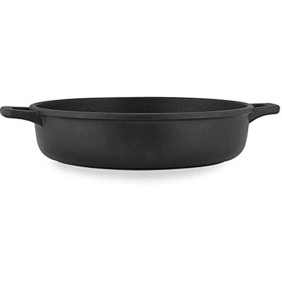 HOME Granchef Koekenpan, antiaanbaklaag met 2 handgrepen, rond, gegoten aluminium, zwart, 40 cm HOME Granchef Koekenpan, antiaanbaklaag met 2 handgrepen, rond, gegoten aluminium, zwart, 40 cm