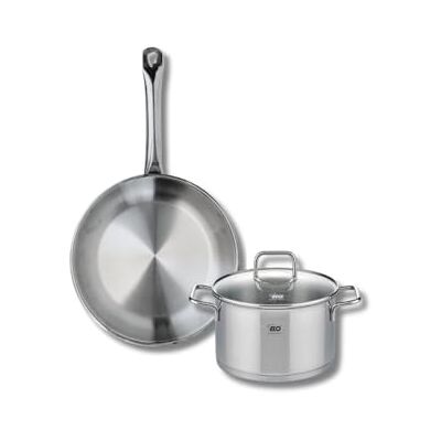 FACKELMANN ELO 9695650 2-delige pannenset, set van 1 kookpan 28 cm en 1 kookpan 20 cm Elo Profi citrien, roestvrij staal, inductie FACKELMANN ELO 9695650 2-delige pannenset, set van 1 kookpan 28 cm en 1 kookpan 20 cm Elo Profi citrien, roestvrij staal, inductie