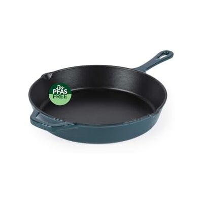 Salter Chester Gietijzeren koekenpan 26 cm, inductie, ovenvast 240 °C Diepe skillet, PFAS-vrije coating, groene afwerking, van fornuis naar oven en tafel, gietijzer houdt warmte vast Salter Chester Gietijzeren koekenpan 26 cm, inductie, ovenvast 240 °C Diepe skillet, PFAS-vrije coating, groene afwerking, van fornuis naar oven en tafel, gietijzer houdt warmte vast