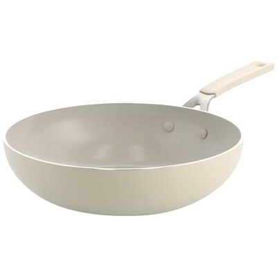 KitchenAid Aluminium Wokpan Keramisch Antiaanbak, 28 cm/3,69 L, PFAS-Vrij, Inductiegeschikt, RVS-Greep, Ovenbestendig, Vaatwasmachinebestendig, Almond Cream KitchenAid Aluminium Wokpan Keramisch Antiaanbak, 28 cm/3,69 L, PFAS-Vrij, Inductiegeschikt, RVS-Greep, Ovenbestendig, Vaatwasmachinebestendig, Almond Cream