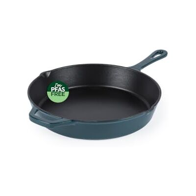 Salter Chester Gietijzeren koekenpan 26 cm, inductie, ovenvast 240 °C Diepe skillet, PFAS-vrije coating, groene afwerking, van fornuis naar oven en tafel, gietijzer houdt warmte vast Salter Chester Gietijzeren koekenpan 26 cm, inductie, ovenvast 240 °C Diepe skillet, PFAS-vrije coating, groene afwerking, van fornuis naar oven en tafel, gietijzer houdt warmte vast
