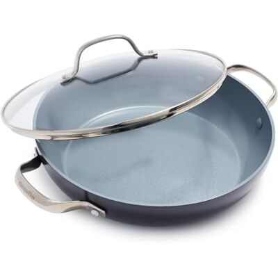 GreenPan Valencia Pro Harde Geanodiseerde Gezond Keramisch Antiaanbaklaag 28 cm Koekenpan met Deksel, PFAS-Vrij, Inductie, Vaatwasmachinebestendig, Ovenveilig, Grijs GreenPan Valencia Pro Harde Geanodiseerde Gezond Keramisch Antiaanbaklaag 28 cm Koekenpan met Deksel, PFAS-Vrij, Inductie, Vaatwasmachinebestendig, Ovenveilig, Grijs