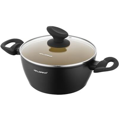 Florina AMVEGAN Aluminium Pot 20 cm I 2,1L I Hoge duurzaamheid I Glazen deksel I Keramische coating met olijfolie I Gemakkelijk koken en wassen I Voor alle soorten kachels I Origineel ontwerp Florina AMVEGAN Aluminium Pot 20 cm I 2,1L I Hoge duurzaamheid I Glazen deksel I Keramische coating met olijfolie I Gemakkelijk koken en wassen I Voor alle soorten kachels I Origineel ontwerp