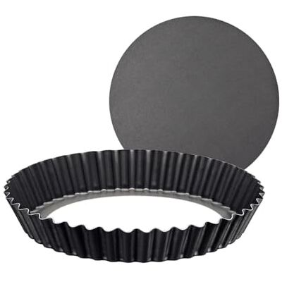 Tramontina Brasil, quiche- en taartvorm met hefbodem, Ø 24 cm, bakvorm van aluminium met anti-aanbaklaag, gegolfde rand, PFOA-vrij en krasbestendig, gemakkelijk te reinigen Tramontina Brasil, quiche- en taartvorm met hefbodem, Ø 24 cm, bakvorm van aluminium met anti-aanbaklaag, gegolfde rand, PFOA-vrij en krasbestendig, gemakkelijk te reinigen