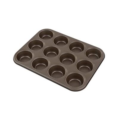Gobel Plaat met 12 muffins – staal – tweelaagse antiaanbaklaag gegarandeerd zonder PFAS – professionele kwaliteit Gobel Plaat met 12 muffins – staal – tweelaagse antiaanbaklaag gegarandeerd zonder PFAS – professionele kwaliteit