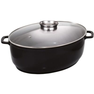 Baumalu Jumbo ovale braadpan 43 x 33 x 13,8 cm met deksel van keramisch glas Baumalu Jumbo ovale braadpan 43 x 33 x 13,8 cm met deksel van keramisch glas