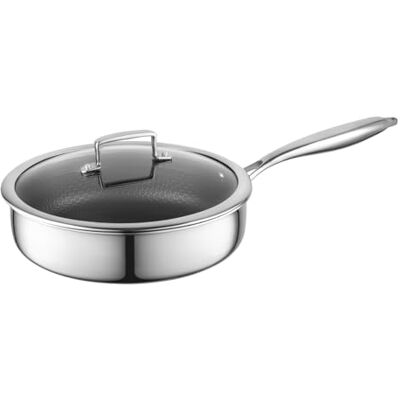 Florina koekenpan van roestvrij staal ARISTO PLUS 26 cm 3-laags structuur Antiaanbaklaag met honingraateffect Ovenbestendig Ergonomische handgreep Spiegelglans Voor alle soorten kachels Florina koekenpan van roestvrij staal ARISTO PLUS 26 cm 3-laags structuur Antiaanbaklaag met honingraateffect Ovenbestendig Ergonomische handgreep Spiegelglans Voor alle soorten kachels