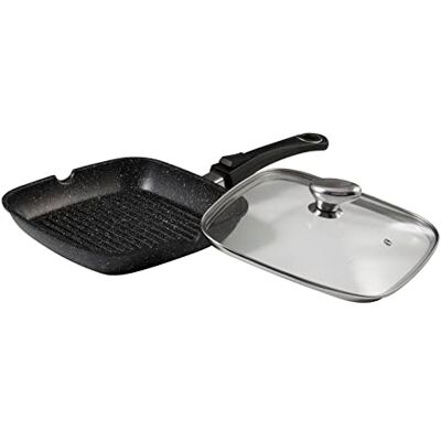 Pradel Excellence 52382M Imitatiesteen grillpan met glazen deksel, 24 x 24 cm Pradel Excellence 52382M Imitatiesteen grillpan met glazen deksel, 24 x 24 cm