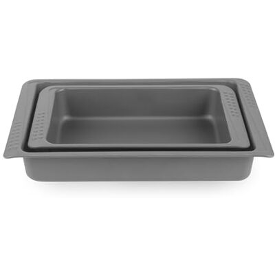 Russell Hobbs Shield braadslede set, 32/38 cm Koolstofstaal, antiaanbaklaag, PFOA-vrij, ovenbestendig tot 220 °C, grijs, 2-delig nestbaar Russell Hobbs Shield braadslede set, 32/38 cm Koolstofstaal, antiaanbaklaag, PFOA-vrij, ovenbestendig tot 220 °C, grijs, 2-delig nestbaar