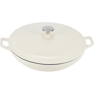 Amazon Basics Koekenpan - 3,1L Emaille gietijzer - Wit Amazon Basics Koekenpan - 3,1L Emaille gietijzer - Wit