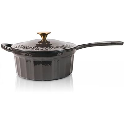 Römertopf Gietijzeren steelpan met deksel 22 cm steelpan emaille, alle warmtebronnen incl. inductie, ovenbestendig 250 °C, voor sauzen risotto fondue, PFAS-vrij, antraciet Römertopf Gietijzeren steelpan met deksel 22 cm steelpan emaille, alle warmtebronnen incl. inductie, ovenbestendig 250 °C, voor sauzen risotto fondue, PFAS-vrij, antraciet