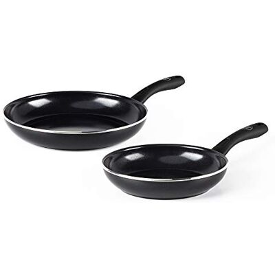 GreenChef Diamond Gezond Keramisch Anti-aanbak 2-delig Koekenpannenset, 20 cm en 28 cm, PFAS-Vrij, Inductie, Vaatwasmachinebestendig, Ovenbestendig tot 160˚C, Zwart GreenChef Diamond Gezond Keramisch Anti-aanbak 2-delig Koekenpannenset, 20 cm en 28 cm, PFAS-Vrij, Inductie, Vaatwasmachinebestendig, Ovenbestendig tot 160˚C, Zwart