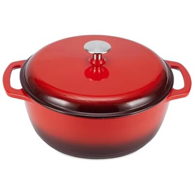 Amazon Basics Gietijzeren Dutch Oven - 5,6L - Rood - Dutch Oven Amazon Basics Gietijzeren Dutch Oven - 5,6L - Rood - Dutch Oven
