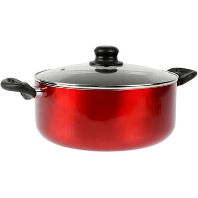 Crealys 529424 Kookpan van geperst aluminium, kersen, Ø 28 cm, 7 liter, anti-aanbaklaag, kleur metallic rood, inclusief glazen stoomdeksel, voor alle warmtebronnen inclusief inductie Crealys 529424 Kookpan van geperst aluminium, kersen, Ø 28 cm, 7 liter, anti-aanbaklaag, kleur metallic rood, inclusief glazen stoomdeksel, voor alle warmtebronnen inclusief inductie